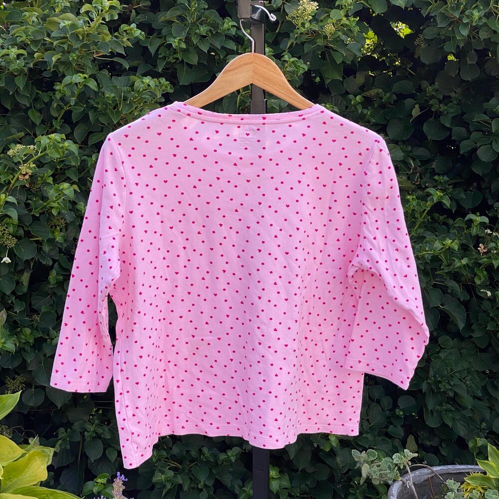 Heart Polka Dot All Over Print Pink & Red 100 Cotton Soft Girl Minimalist Tee- M - Picture 2 of 9